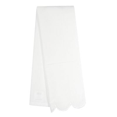 White Tea Towels with White Scalloped Edge — package of 6