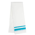 White Tea Towels with Turquoise Watercolor Border — package of 6