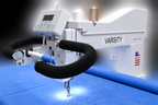 Eclipse VARSITY 16 long arm quilting machine quilting blue fabric