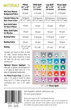 Bjorn Bear EH028 quilt sizes and fabric requirements