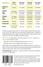 Pineapple Farm EH030 quilt sizes and fabric requirements