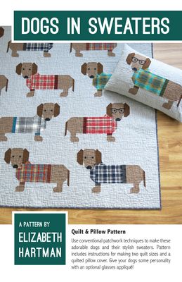 Elizabeth Hartman Dogs in Sweaters Quilt Pattern EH034 printed pattern front cover