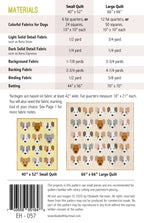 The Puppies EH057 quilt sizes and fabric requirements