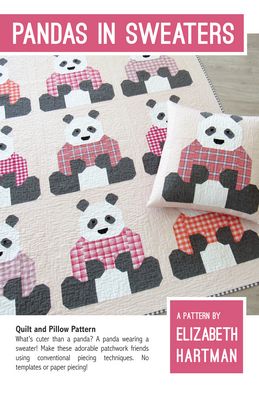 Elizabeth Hartman Pandas in Sweaters Quilt Pattern EH064 printed pattern front cover