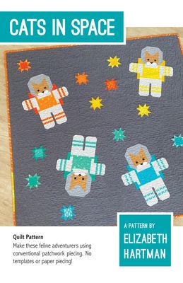 Elizabeth Hartman Cats in Space Quilt Pattern EH068 printed pattern front cover
