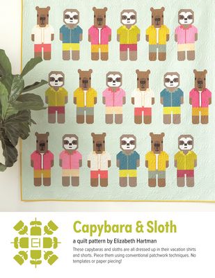 Elizabeth Hartman Capybara & Sloth Quilt Pattern EH079 printed pattern front cover