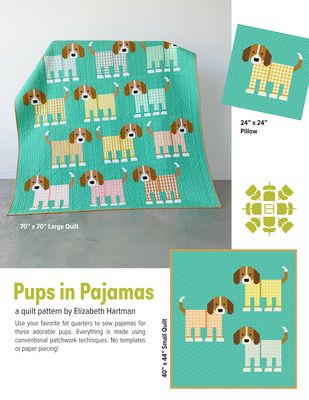 Elizabeth Hartman Pups in Pajamas Quilt Pattern EH092 printed pattern front cover