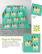 Elizabeth Hartman Pups in Pajamas Quilt Pattern EH092 printed pattern front cover