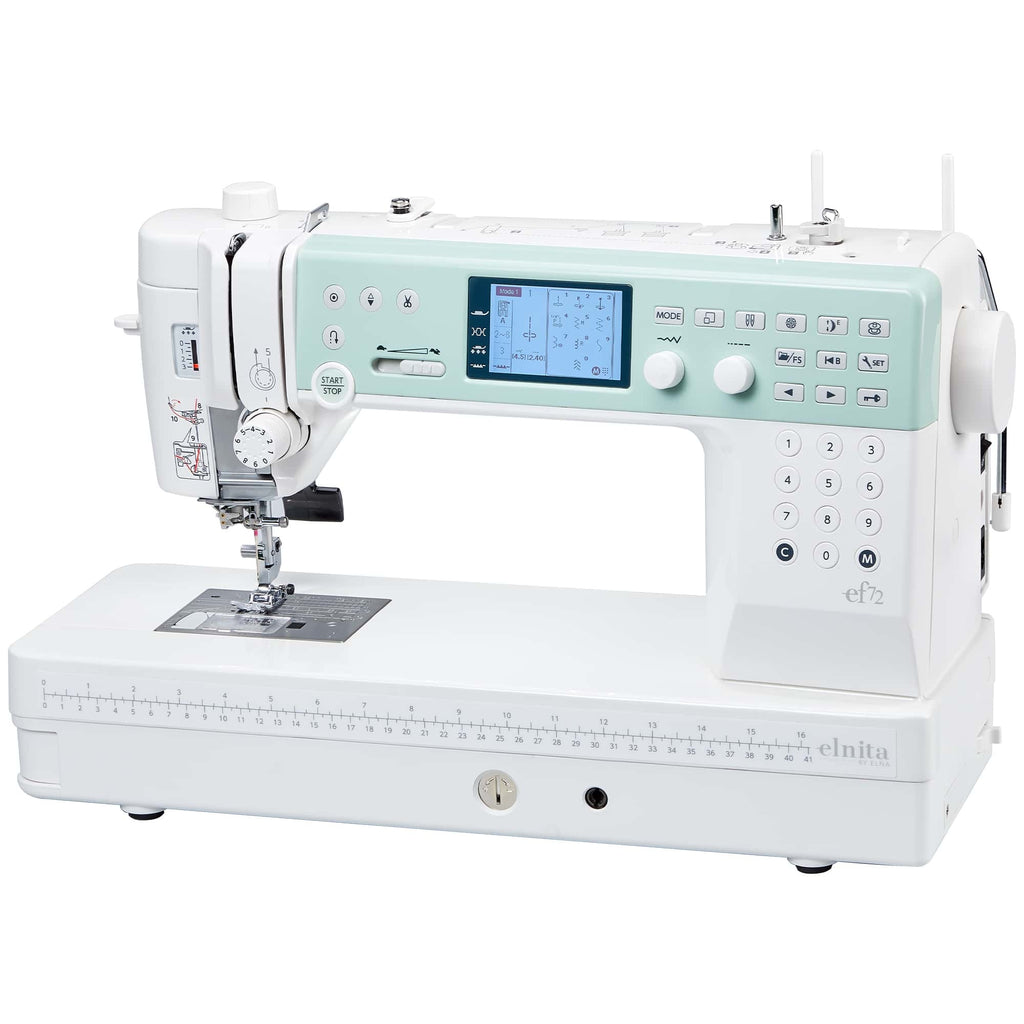 Elna Elnita EF72 computerized sewing and quilting machine front angle