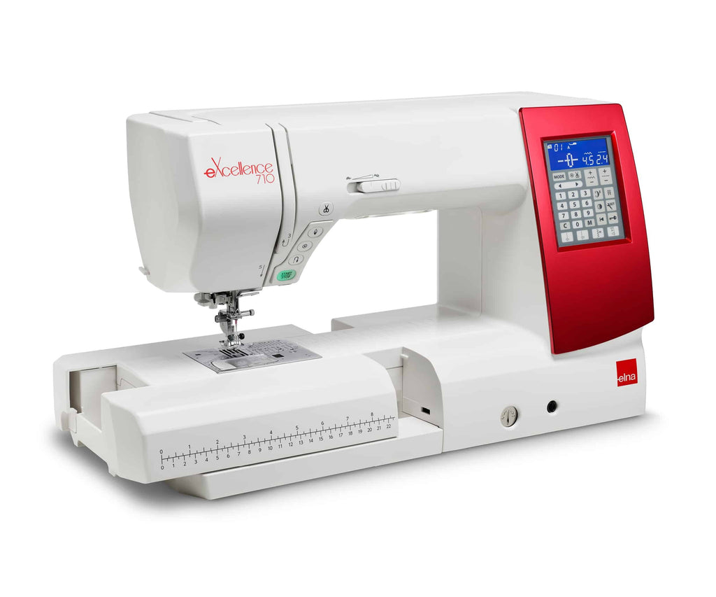 Elna eXcellence 710 computerized sewing machine with free arm exposed