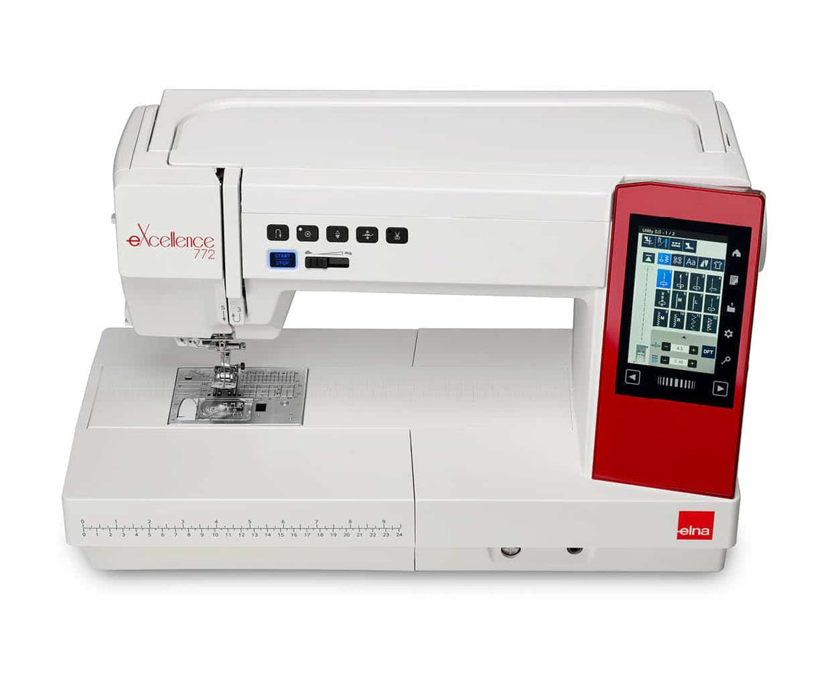 Elna eXcellence 772 touchscreen and sewing area