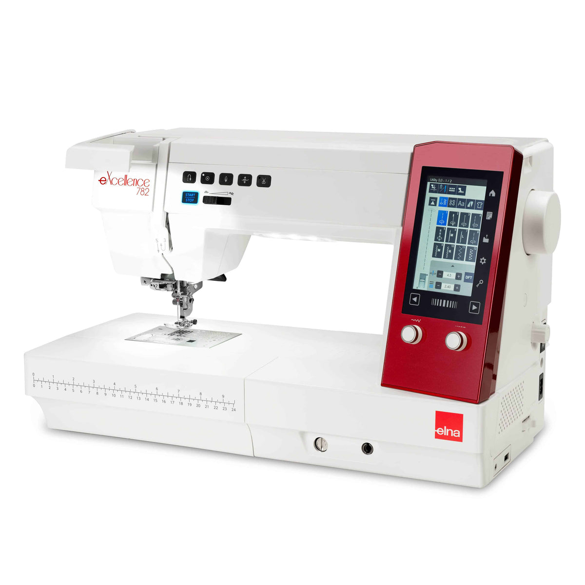 Elna eXcellence 782 touchscreen and sewing area