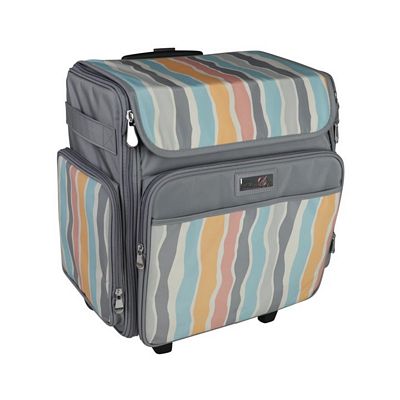 Everything Mary Collapsible Rolling Craft Tote — Grey Stripes
