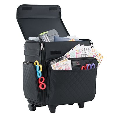 Everything Mary Collapsible Rolling Scrapbook Tote — Black Quilted — view 5