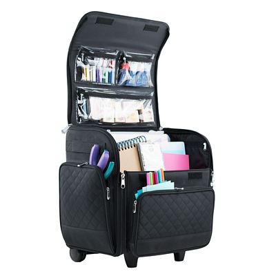 Everything Mary Deluxe Collapsible Rolling Scrapbook Tote — Black Quilted — view 2