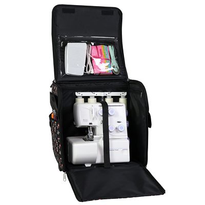 Everything Mary Collapsible Rolling Serger Storage Case — Black Floral — view 4