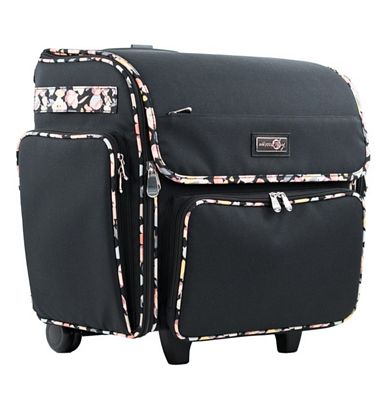 Everything Mary Deluxe Collapsible Rolling Scrapbook Tote — Black & Floral