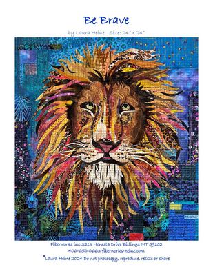 Be Brave Lion Collage Quilt Pattern by Laura Heine — pattern cover and finished project