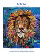 Be Brave Lion Collage Quilt Pattern by Laura Heine — pattern cover and finished project