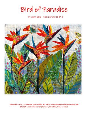 Bird of Paradise Collage Quilt Pattern by Laura Heine — pattern cover and finished project