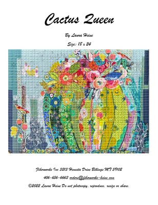 Cactus Queen Collage Quilt Pattern by Laura Heine — pattern cover and finished project