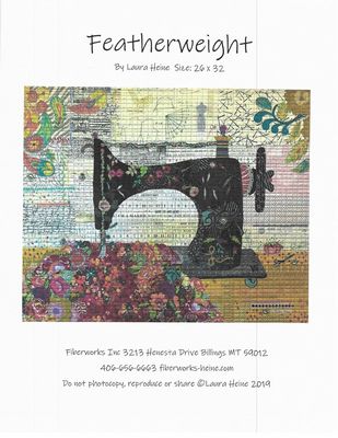 Featherweight Sewing Machine Collage Pattern by Laura Heine — pattern cover and finished project