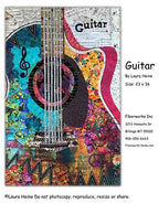 Guitar Collage Quilt Pattern by Laura Heine — pattern cover and finished project