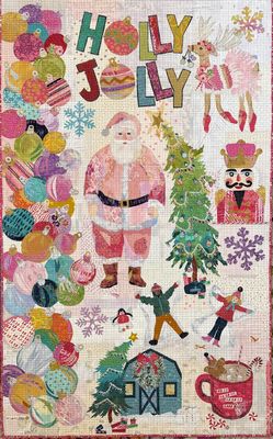 Holly Jolly Santa Collage Quilt Pattern by Laura Heine — pattern cover and finished project