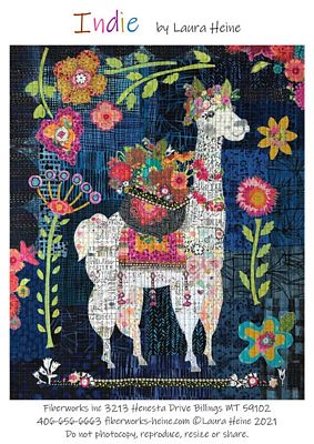 Indie Llama Collage Quilt Pattern by Laura Heine — pattern cover and finished project