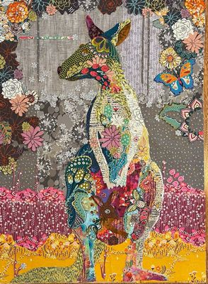 KangaRoo Collage Quilt Pattern by Laura Heine — pattern cover and finished project