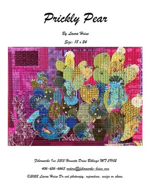 Prickly Pear Cactus Collage Quilt Pattern by Laura Heine — pattern cover and finished project