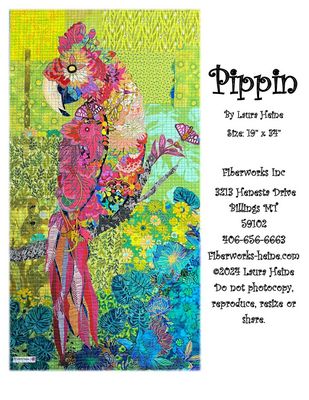 Pippin Parrot Collage Quilt Pattern by Laura Heine — pattern cover and finished project