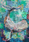 Tyde Whale Collage Quilt Pattern by Laura Heine — pattern cover and finished project