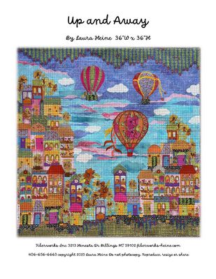 Up and Away Collage Quilt Pattern by Laura Heine — pattern cover and finished project