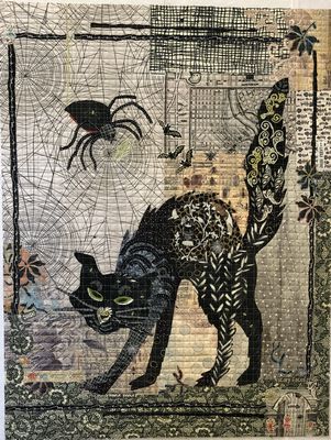 Black Cat Collage Quilt Pattern by Laura Heine — pattern cover and finished project