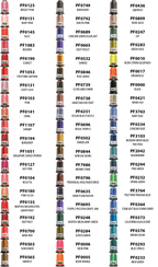 Floriani Floral Flourish 60-Spool Embroidery Thread Set — Volume 5 — manufacturer color chart