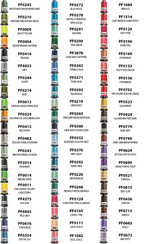 Floriani Vivid Layers 60-Spool Embroidery Thread Set — Volume 6 — manufacturer color chart