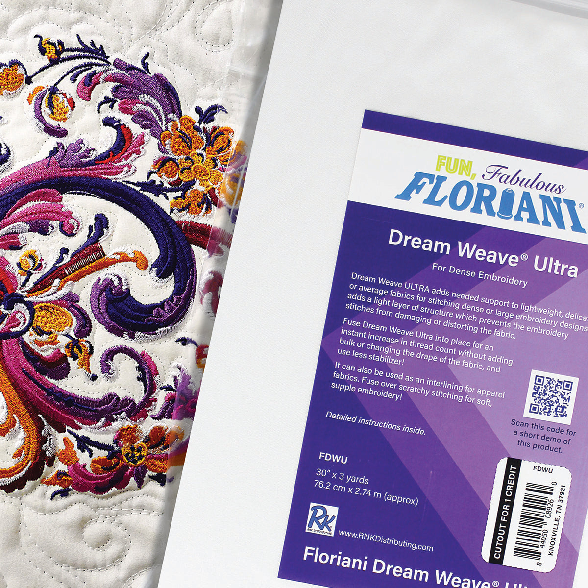 Floriani Dream Weave Ultra Fusible Fabric Prep