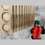 Floriani Numbered Thread Storage Trays, 360 Spools — close-up of numbered Floriani drawer labels on tray edges