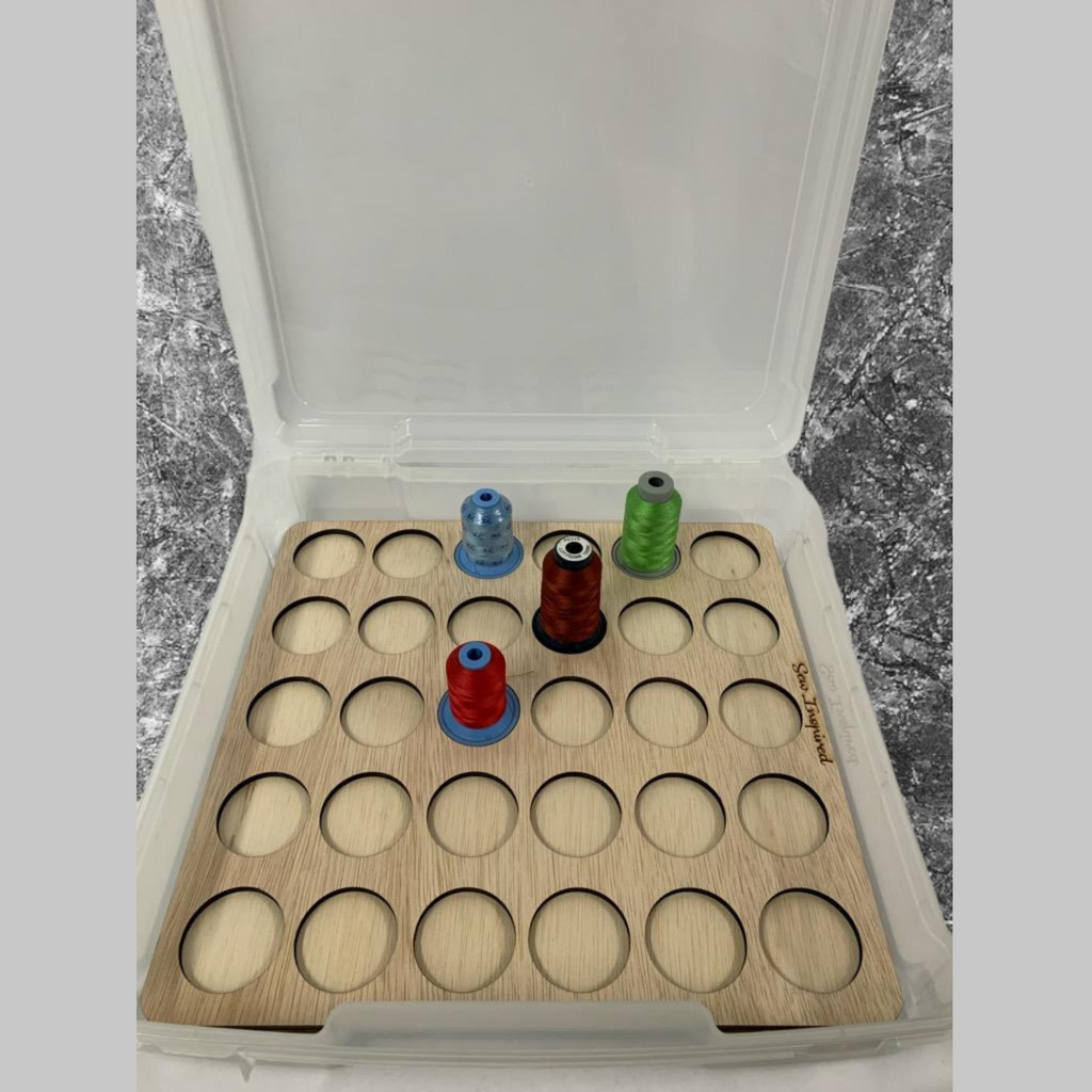 Embroidery Thread Storage Trays, Set of 6 — tray with sample spools inside an open case