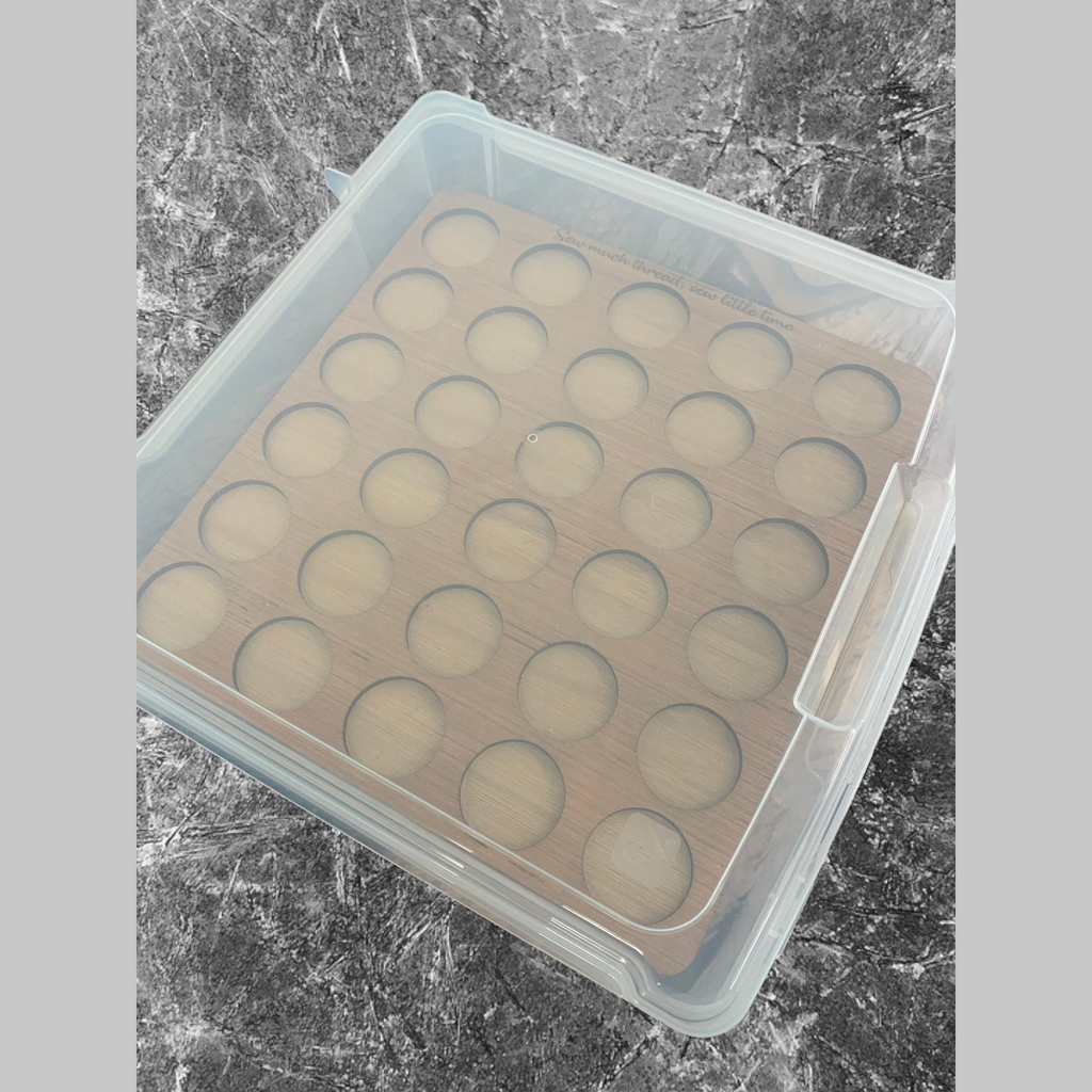 Embroidery Thread Storage Trays, Set of 6 — tray beneath a closed clear case lid