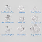 Grace Company 9-piece Q'nique Hopping Foot Set (SM15,16,19,21) — all nine interchangeable foot attachments