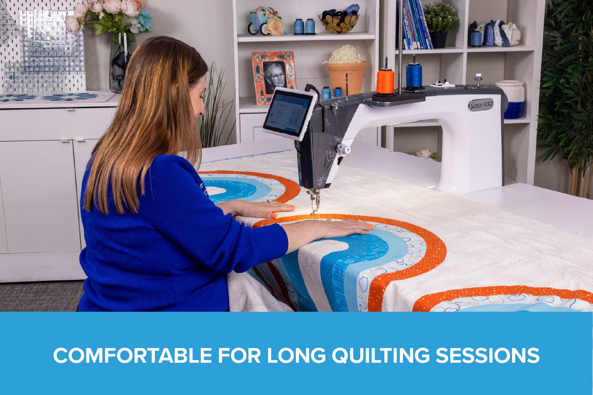 Grace Company 19SD Sit-Down Longarm Quilting System — seated quilting application