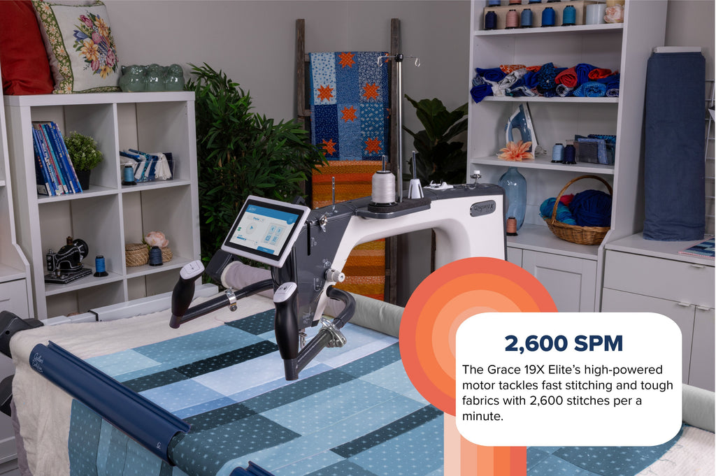 Grace Company Q’nique 19X Elite Longarm Quilting Machine — stitching-speed controls