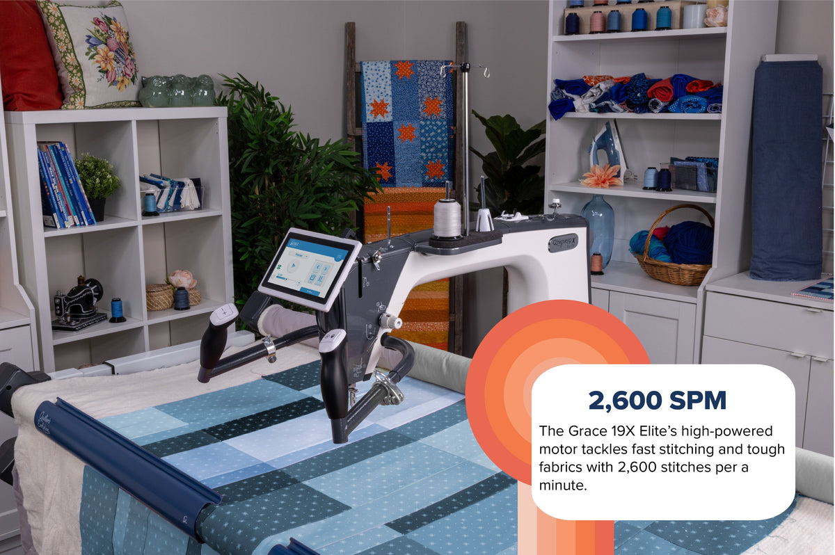Grace Company Q’nique 19X Elite Longarm Quilting Machine — stitching-speed controls