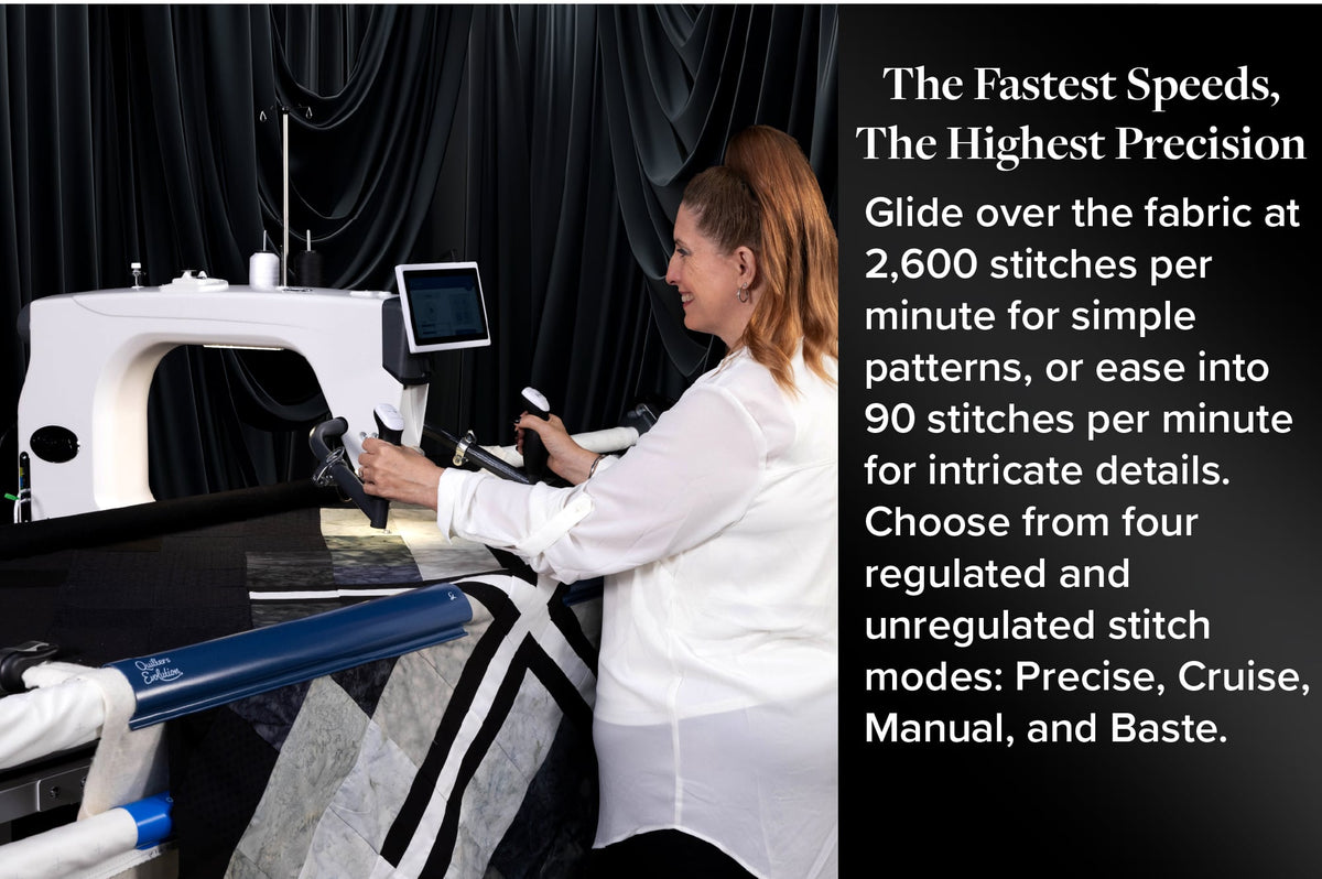 Grace Company Q’nique 21X Elite Longarm Quilting Machine — stitching-speed features
