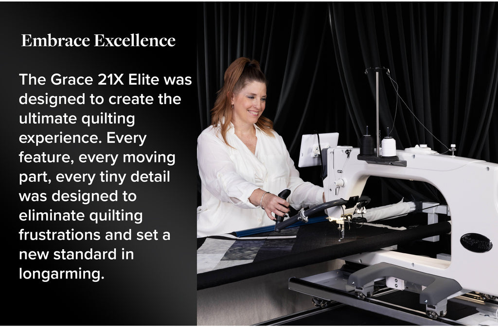 Grace Company Q’nique 21X Elite Longarm Quilting Machine — machine in use