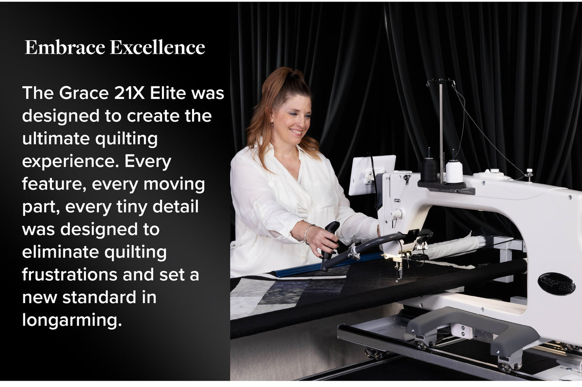 Grace Company Q’nique 21X Elite Longarm Quilting Machine — machine in use