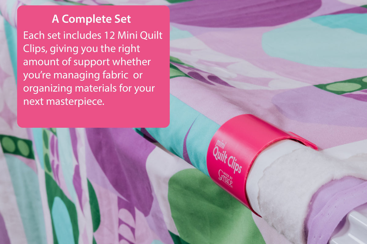 Grace Company Mini Quilt Clips (2" ) — pink mini clips securing fabric