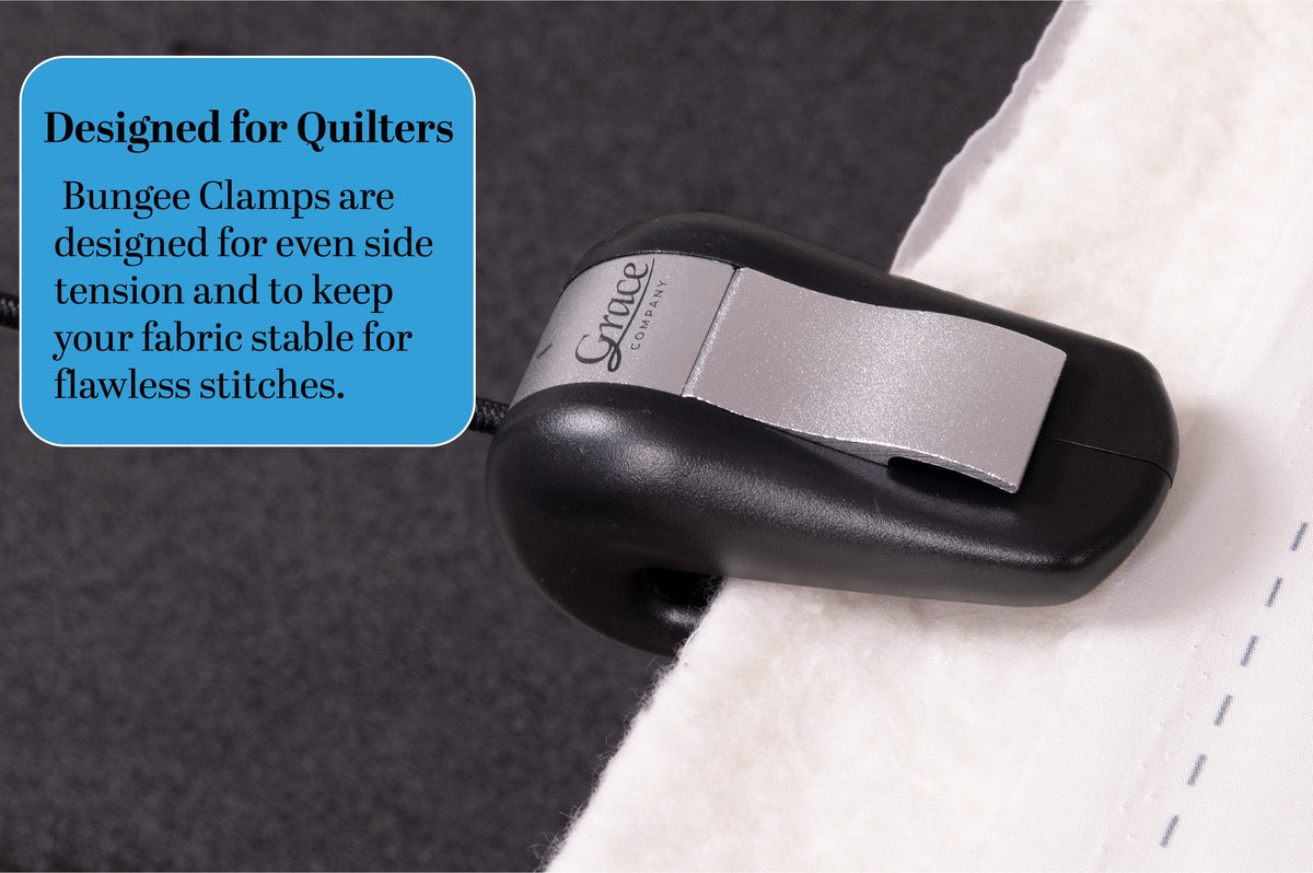 Grace Company Set of 4 Bungee Clamps — clamp gripping the quilt edge